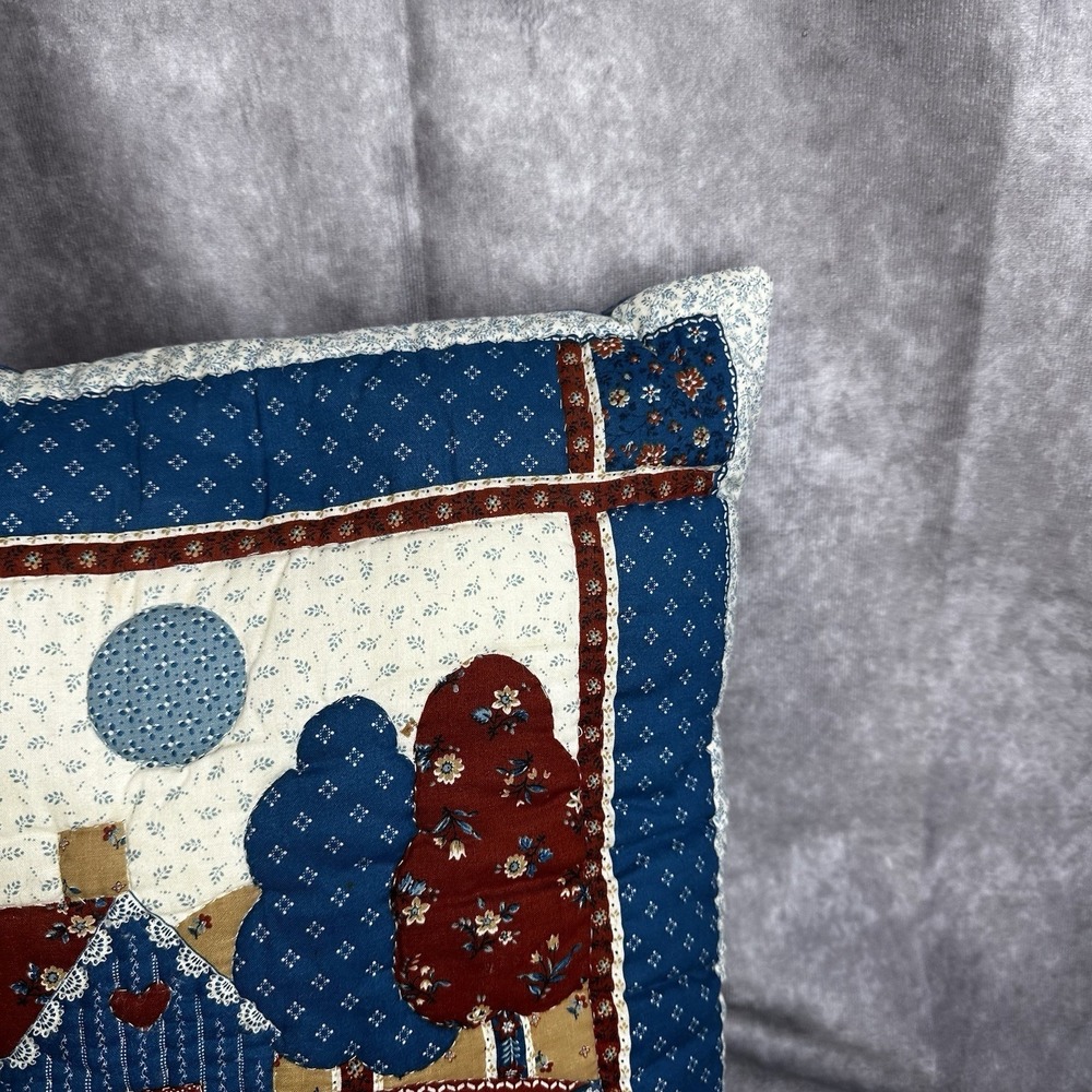 15x15 Cottagecore Quilted Throw Pillow‎ Country Floral Scene Grannycore - Picture 4 of 8